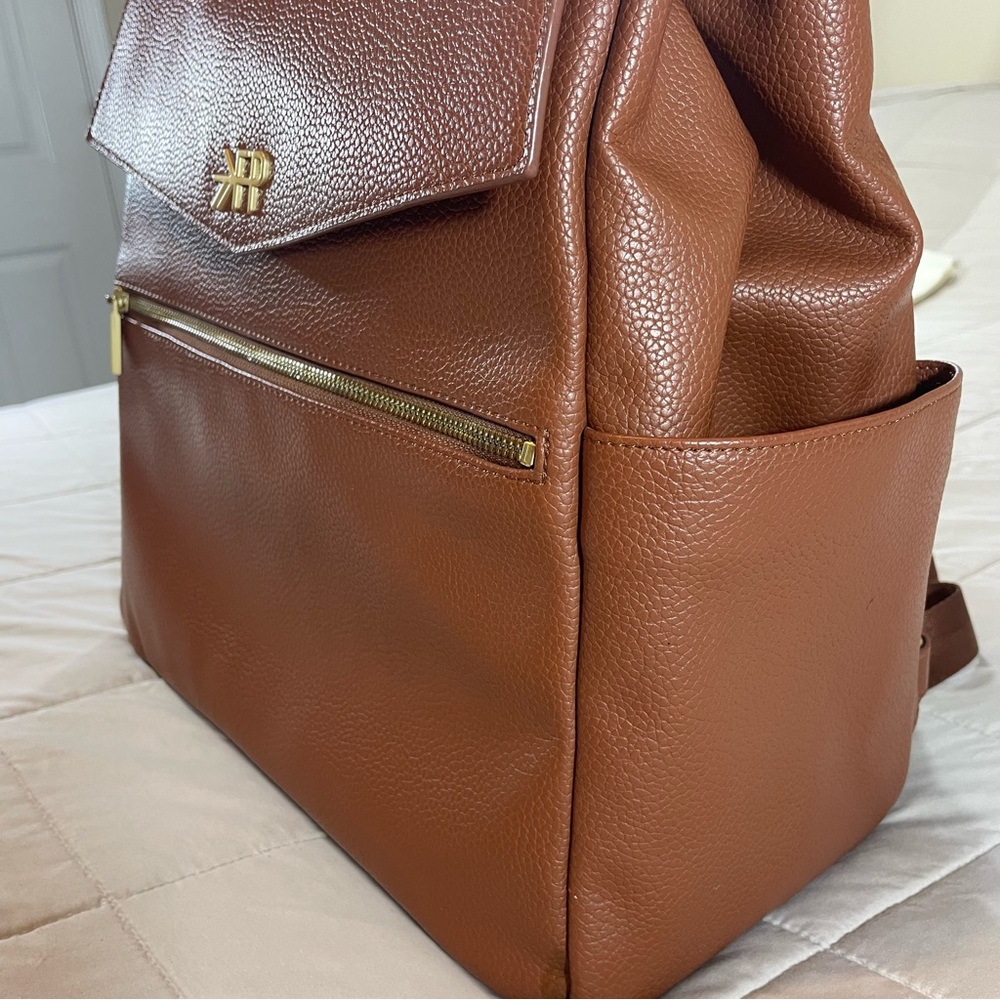 Freshly Picked Classic Diaper Bag II Cognac Vegan Leather 13x15in - Picture 5 of 11